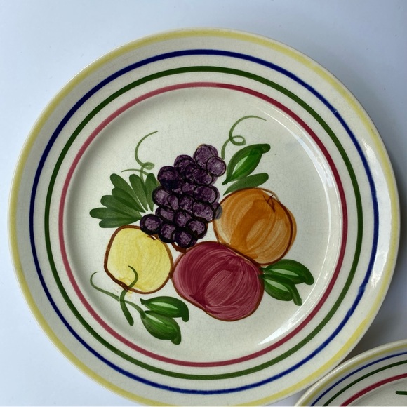Vintage Blue Ridge Southern Pottery Luncheon Plate Fruit 8” Set Of 2 Rings USA - Picture 2 of 16